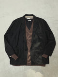 80's Italian label - wool gimmick layered-design single jacket