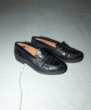 80-90's embossed leather loafer