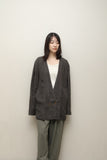 80's UMBERTO GINOCCHIETTI - linen collarless jacket with four pockets