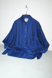 80-90's Italian label - glossy rayon shirt in dark blue