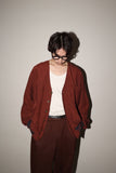 80's European label - rayon cardigan-blouson in brown red