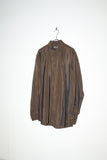 90-00's European label - glossy rayon shirt in brown