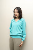 80s Ballantyne - cashmere v-neck knit sweater in turquoise blue