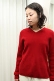 80-90's 2ply cashmere ribbed knit in crimson
