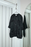 80's German label - linen/silk collarless minimal blouse
