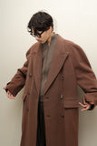 c80's Italian label - cashmere mixed wool double breasted coat in ennui pink-brown
