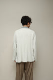 00's European label - linen bi-color open collar shirt-jacket