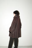 c90's RAMOSPORT -  layered design boa-liner coat in chocolate brown
