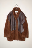 80’s Anne Marie Beretta - docked leather cape, fuzzy alpaca hip-length coat