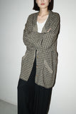 80's Italian label - draping linen oversized plaid jacket