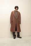 c80's Italian label - cashmere mixed wool double breasted coat in ennui pink-brown