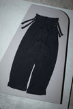 80–90s European label - crinkle fabric hi-waist trousers with adjuster belt