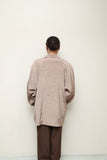 80's French label - nep fabric oversizd jacket in dusty pink