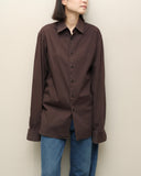 90-00's PRADA - curved cut dress shirt ③