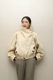 80-90’s A.M. BERETTA ALTITUDE - fuzzy alpaca/wool graphical cutting blouson