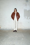 c90's Italian label - leather hi-neck blouson