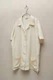 80's European label - silk open collar shirt with pockets