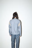 80s European label - linen/leather combination jacket