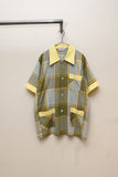 70s European vintage - poly/cotton plaid shirt with pocket