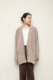 80's French label - nep fabric oversizd jacket in dusty pink