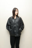 c80's European label - minimal leather oversized jacket