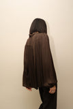 00's European label - chocolate satin bow-tie blouse