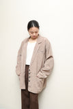 80's French label - nep fabric oversizd jacket in dusty pink