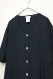 00's European label - viscose collarless blouse