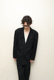 90s European label - ramie/cotton double breasted stripe jacket