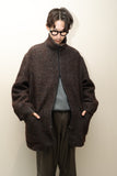 c90's CHRISTIAN AUJARD HOMME - mohair mixed wool zip-up hi-neck middle coat