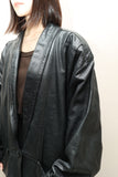 80-90's Spanish label - leather pleated shoulder half coat