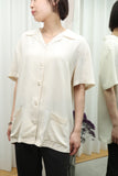 80's European label - silk open collar shirt with pockets