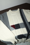 c80's geometrical pattern wool knit sweater