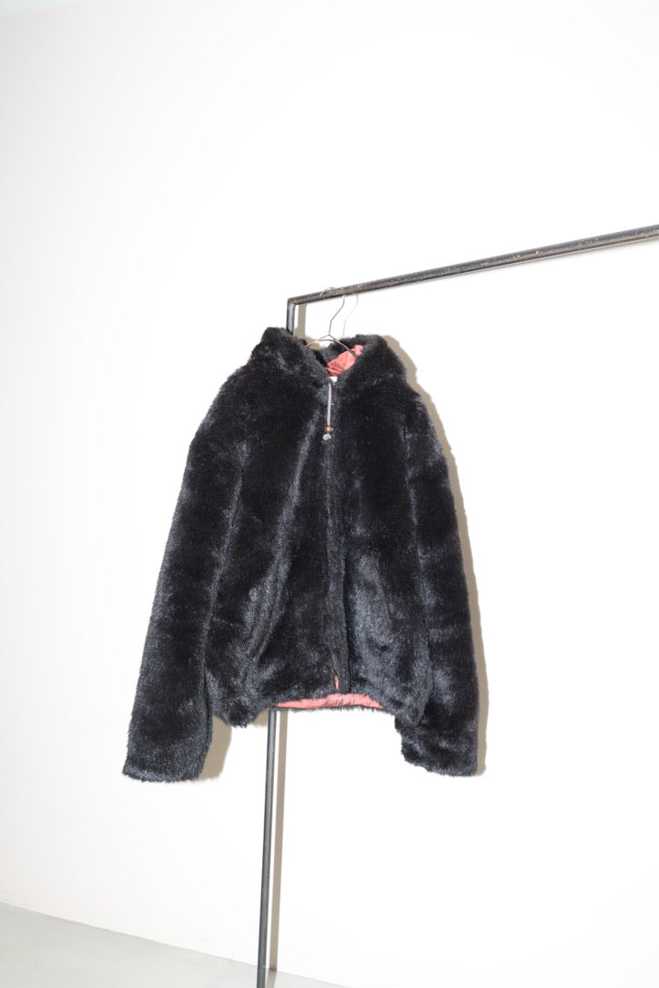80-90’s faux-fur hooded jacket