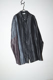80-90's tricolor linen/silk semi-sheer shirt