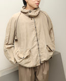 80-90's Boneville - linen/cotton voluminous neck hooded jacket