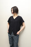 90s–00s European label - rayon stripe v-neck blouse