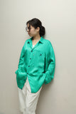c90s European label - rayon glossy shirt in green