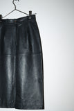 c80's European label - leather midi skirt