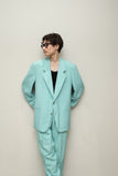 80s–90s Italian label - silk suit 2-pieces in Tiffany blue