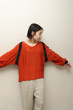 80's European label - silk pullover blouse in vermilion orange