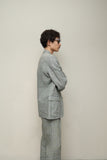 c80's Italian label - linen glen-check suit 2-pieces