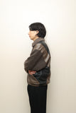 80's European label - bi-color leather ×knit switched blouson