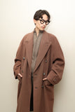 c80's Italian label - cashmere mixed wool double breasted coat in ennui pink-brown