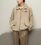 80-90's Boneville - linen/cotton voluminous neck hooded jacket