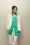 c90s MARIELLA BURANI - rayon flower pattern cropped tailored jacket