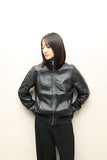 90's European label - leather hi-neck jacket