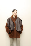 80’s Anne Marie Beretta - docked leather cape, fuzzy alpaca hip-length coat