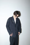 80s MOMENTO DUE - rayon/nylon rip-stop 2way neck constructive jacket with leather accent
