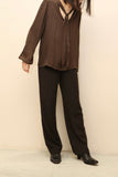 00's GIORGIO ARMANI - tuckless I line trousers in chocolate
